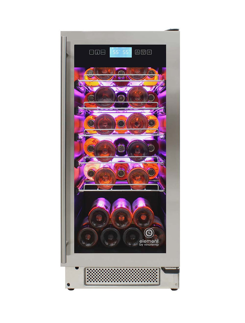 Vinotemp 32-Bottle Single-Zone Wine Cooler, Stainless