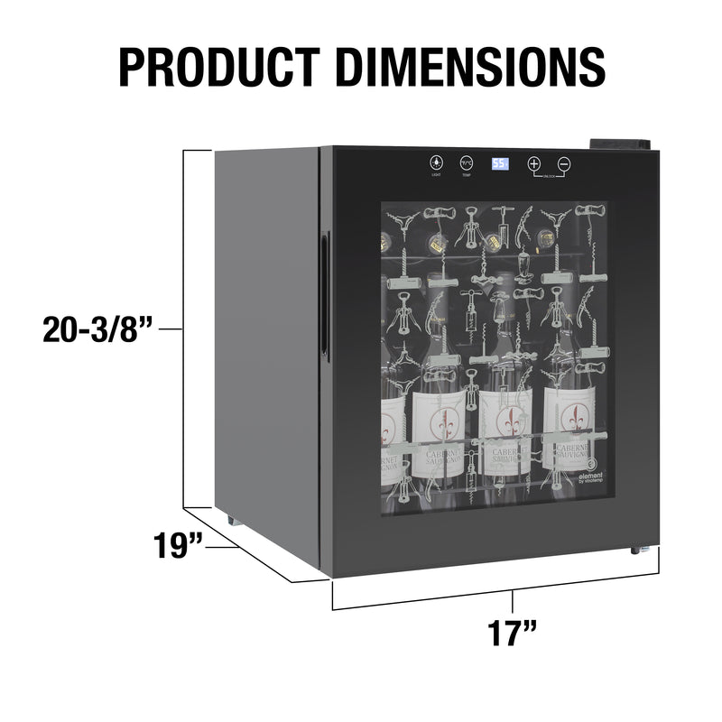 Vinotemp Eco Series Freestanding Single-Zone Wine Cooler, 15 Bottle Capacity, in Black