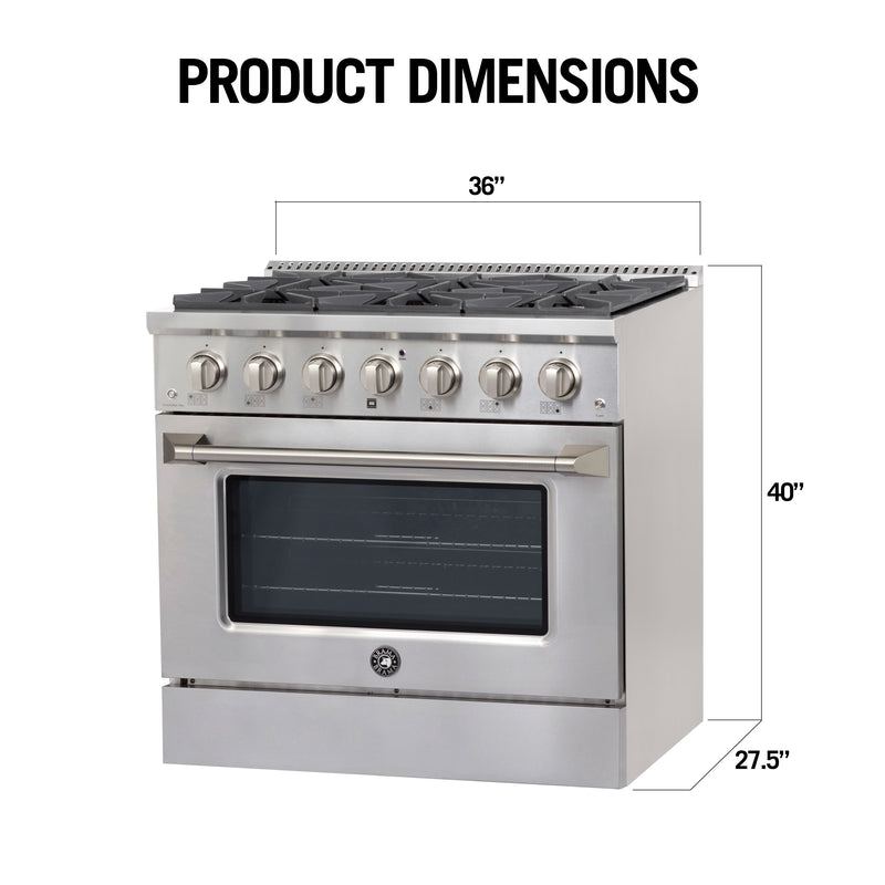 Brama 36" Dual Fuel Range, in Stainless Steel