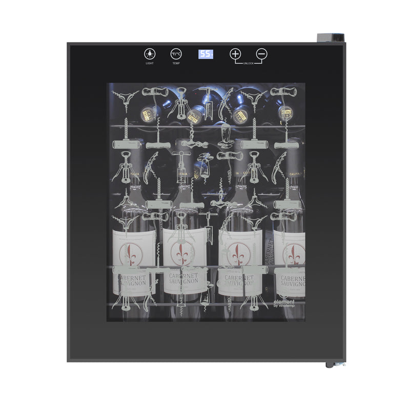 Vinotemp Eco Series Freestanding Single-Zone Wine Cooler, 15 Bottle Capacity, in Black