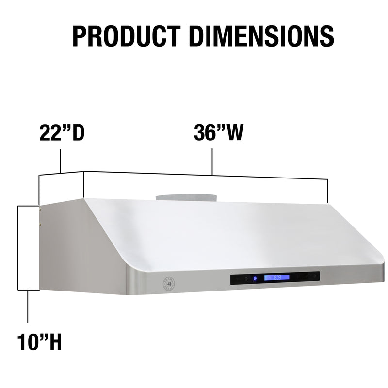 Brama by Vinotemp 36" Gas Range Hood, in Stainless Steel