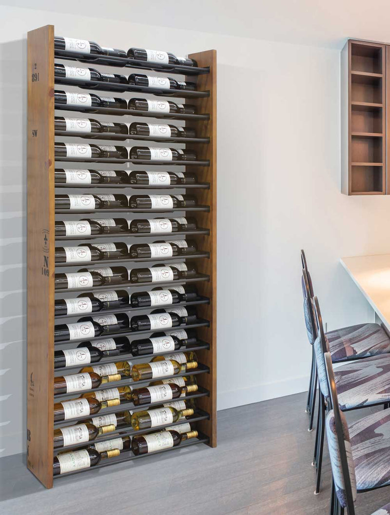 Epicureanist Wall-Mounted Wine Shelf with Horizontal Display Racks (2 Bottles Deep)