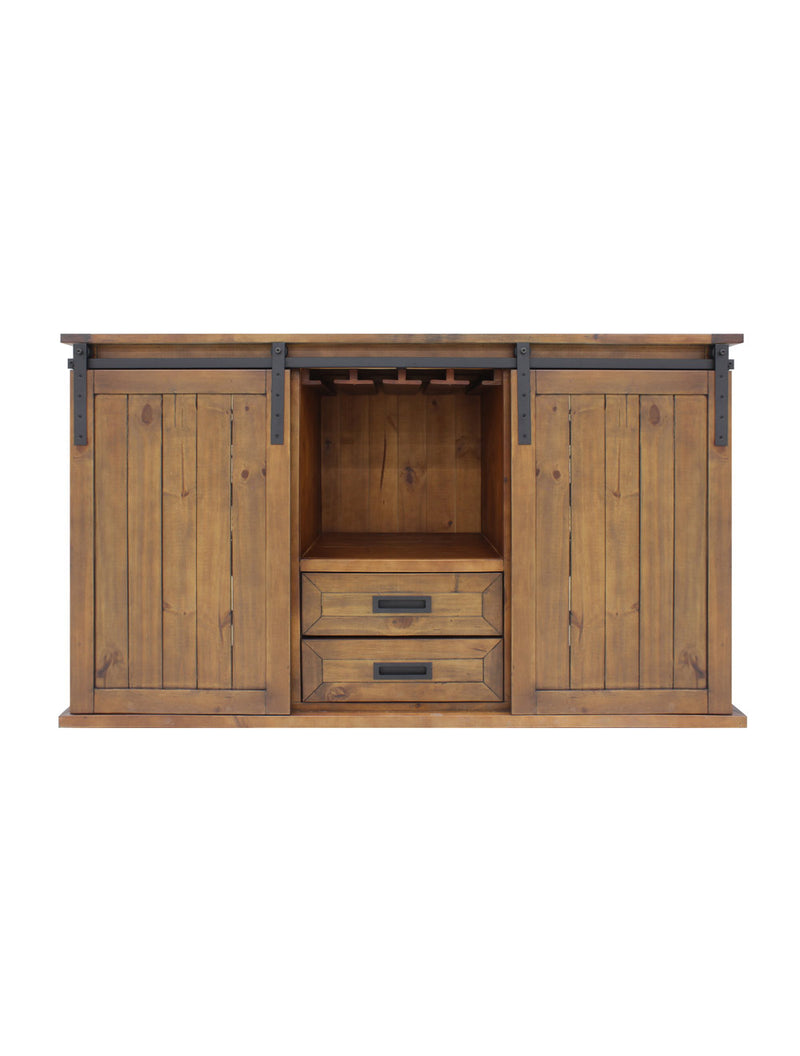 Rustic Wine Credenza with Sliding Doors - B Stock