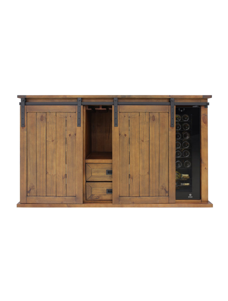 Rustic Wine Credenza with Sliding Doors - B Stock