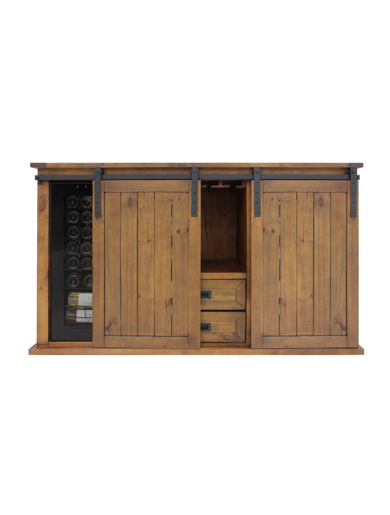 Rustic Wine Credenza with Sliding Doors - B Stock