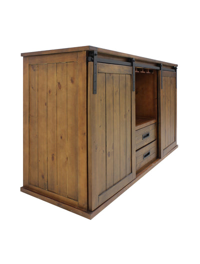 Rustic Wine Credenza with Sliding Doors - B Stock