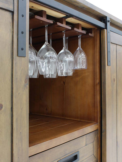 Rustic Wine Credenza with Sliding Doors - B Stock