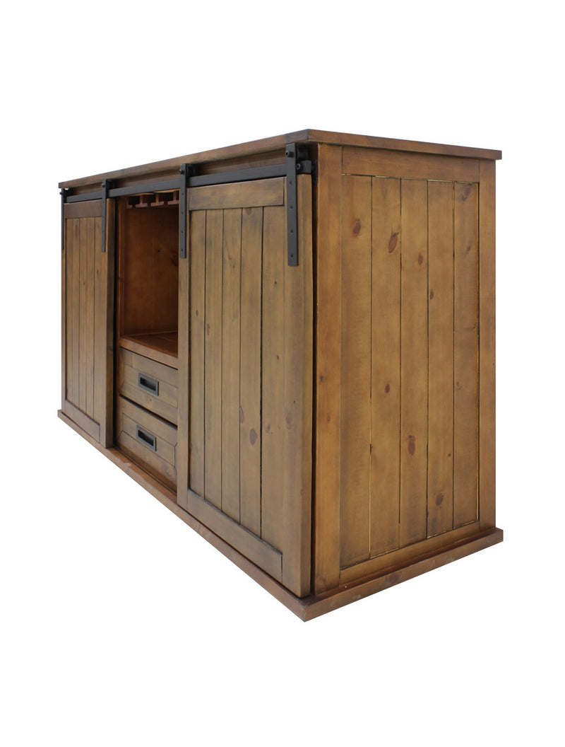 Rustic Wine Credenza with Sliding Doors - B Stock