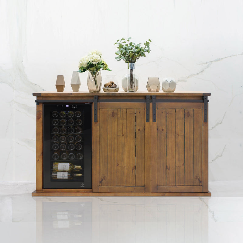 Rustic Wine Credenza with Sliding Doors - B Stock