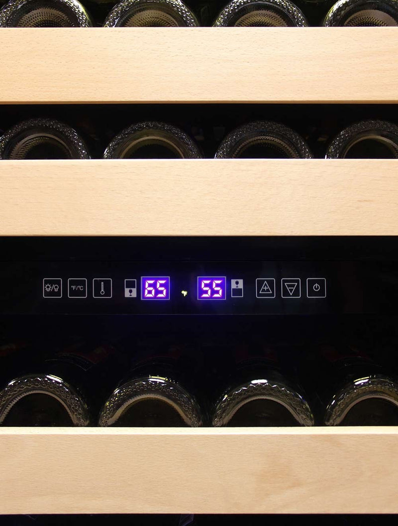 Connoisseur Series 168 Dual Zone Wine Cooler Front with Bottles 9