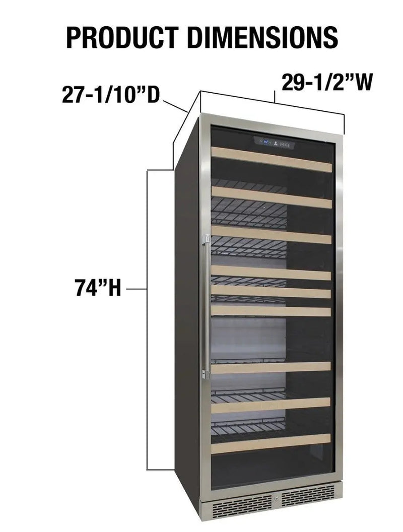 173-Bottle White Backlit Panel Commercial Single-Zone Wine Cooler