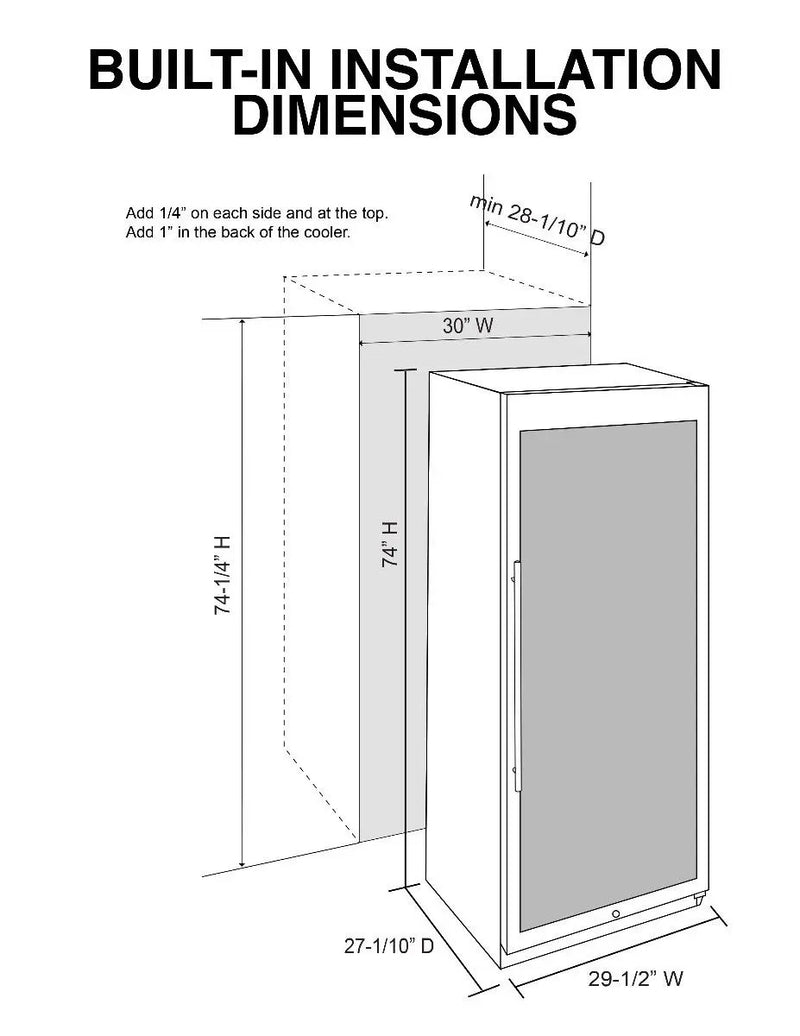 173-Bottle White Backlit Panel Commercial Single-Zone Wine Cooler