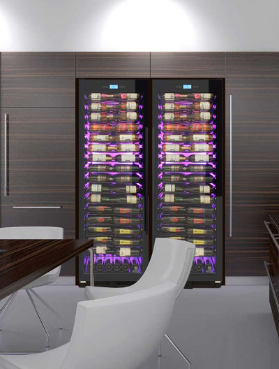 141-Bottle Single-Zone Backlit Panel Wine Cooler (Black) - Left Hinge 18