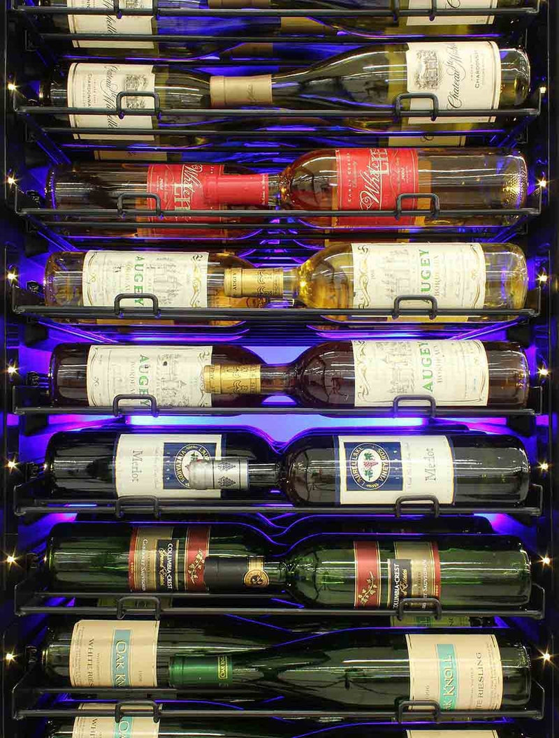 141-Bottle Single-Zone Backlit Panel Wine Cooler (Black) - Left Hinge 12