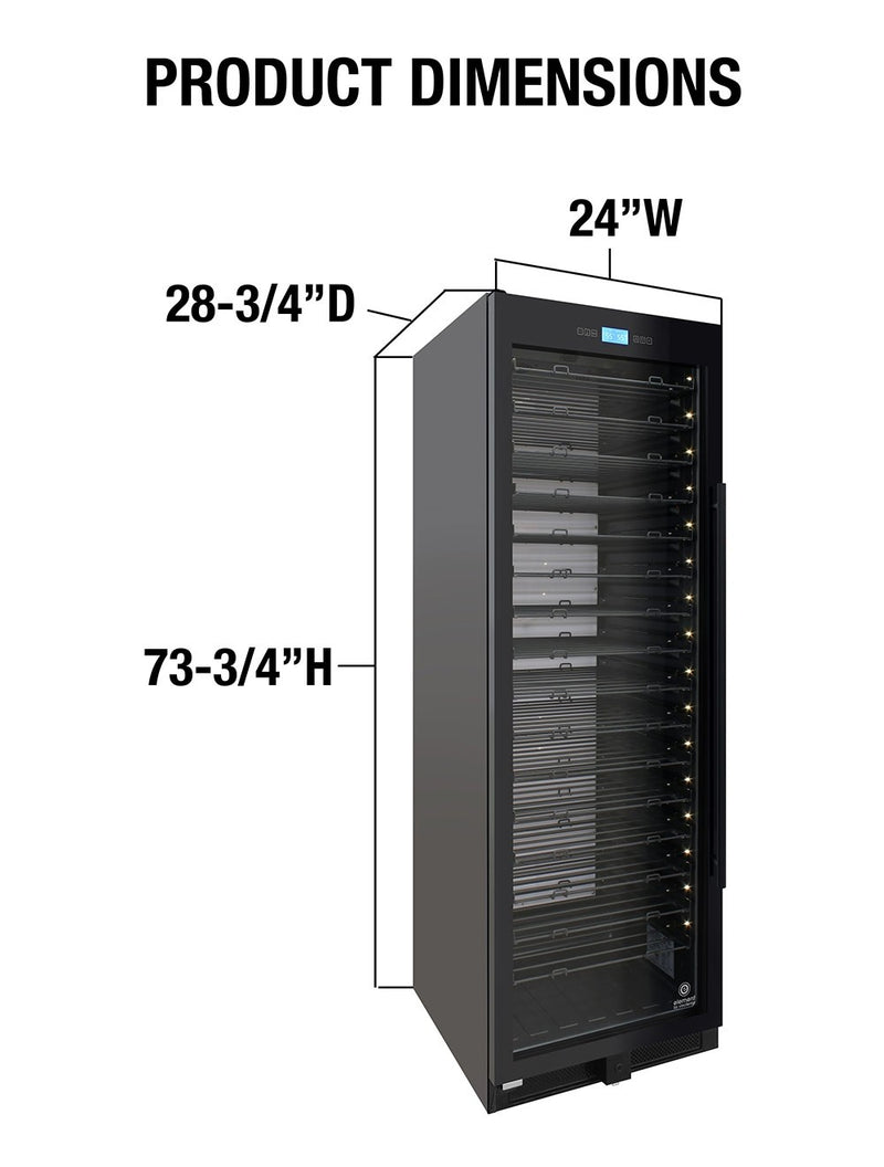 141-Bottle Single-Zone Backlit Panel Wine Cooler (Black) - Left Hinge 19