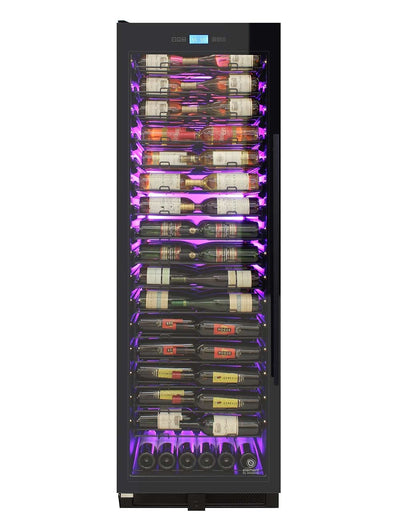 141-Bottle Single-Zone Backlit Panel Wine Cooler (Black) - Left Hinge 2