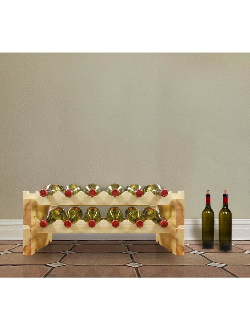 2 x 6 Bottle Modular Wine Rack (Natural) - 7