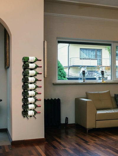 9 Bottle Modern Peg Wine Rack (Black) - 8