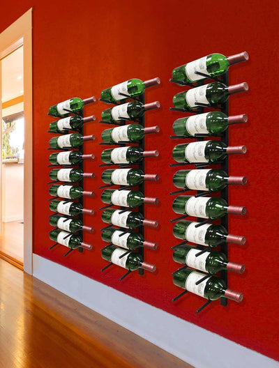 9 Bottle Modern Peg Wine Rack (Black) - 9